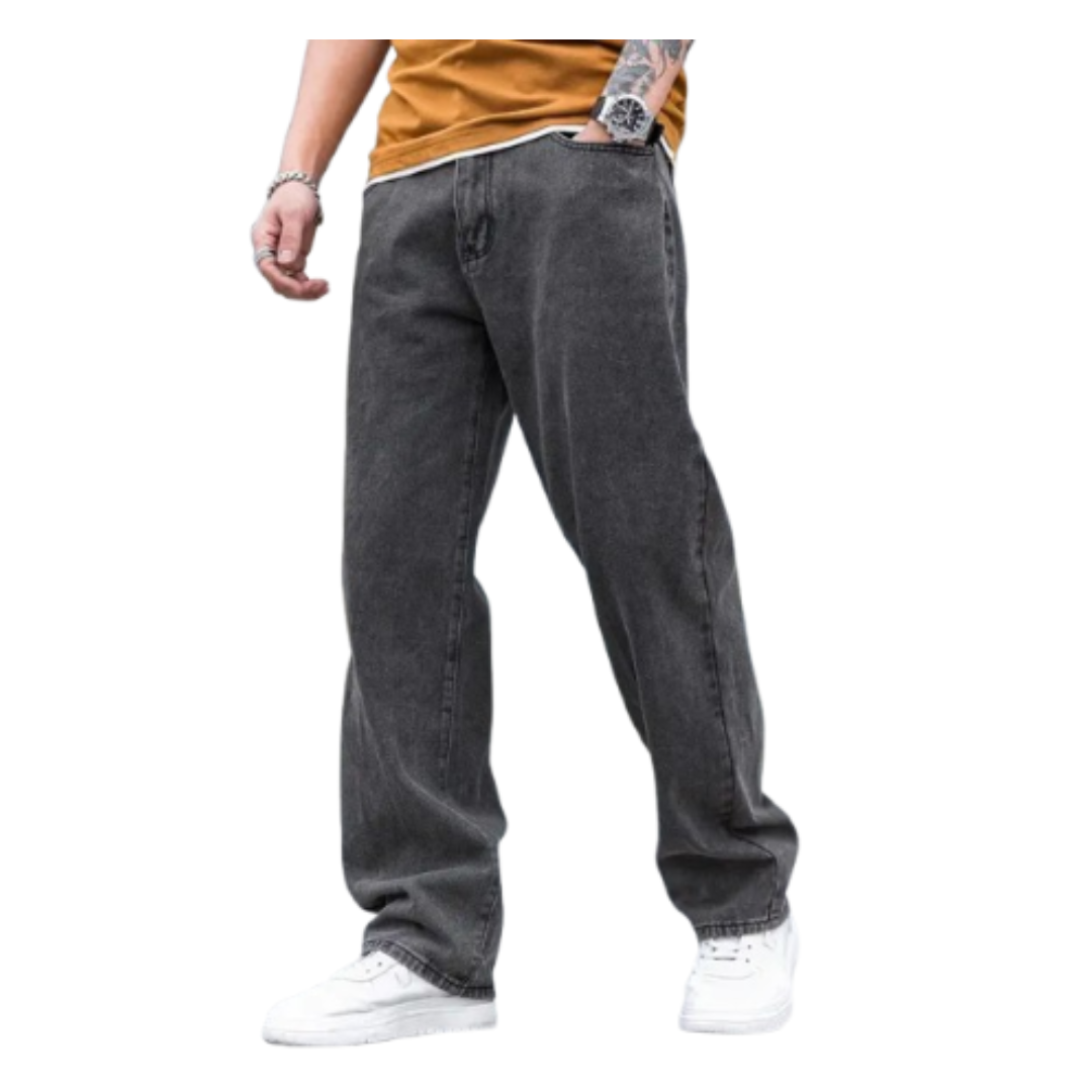 Men Loose Fit Mid Rise Grey Jeans